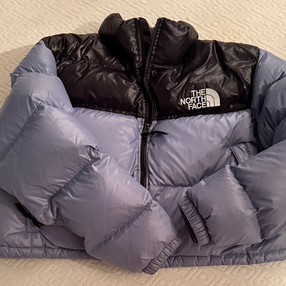 The North Face Women’s Nuptse Cropped XL 700 fill Puffer Jacket - Black and Blue